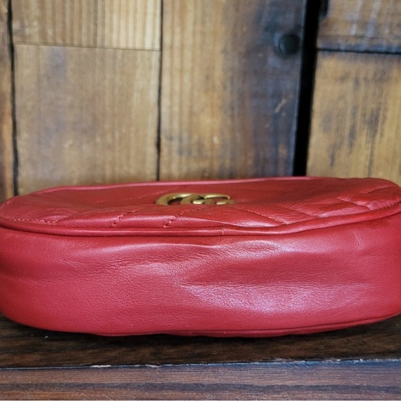 Gucci Red Leather Belt Bag Gucci Marmont GG Red Fanny pack Gucci Waist Bag - Picture 7 of 14